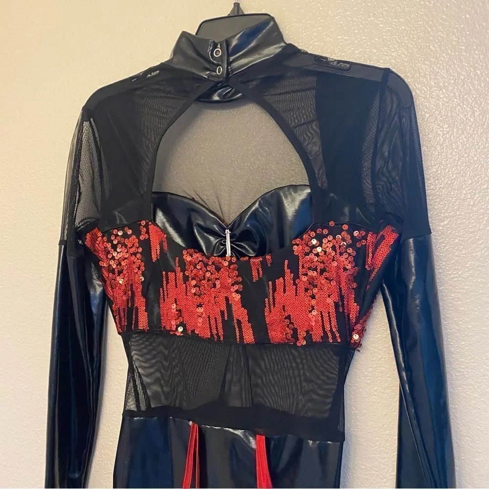 Kelle dance jazz acro costume leotard res sequin JAGGED SPIRIT 5172 LA adult